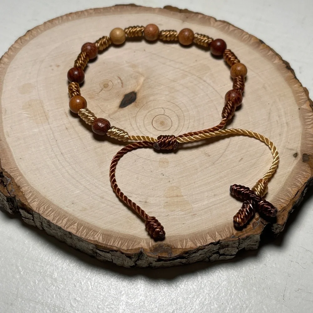 Brown wooden beaded rosary